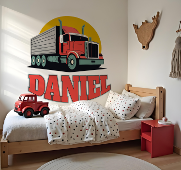 Wandtattoo Kinderzimmer personalisierter roter lkw - TenStickers