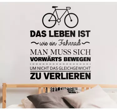 Das Leben ist wie ein Fahrrad Wandtattoo Sprüche - TenStickers