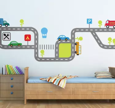 Wandtattoo Kinderzimmer mit Straße - TenStickers