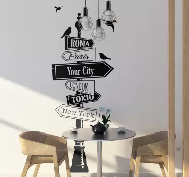 Straßenschild mit Ihrem Wunschstandort Wandaufkleber - TenStickers
