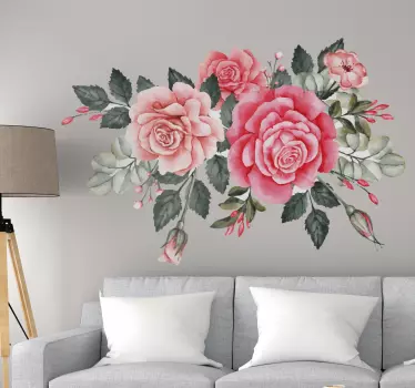Strauß rosa Blumen Wandtattoo - TenStickers