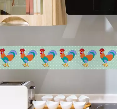 Tapetenbordüre Bunter realistischer hahn - TenStickers
