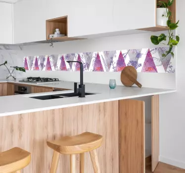 Bordüre selbstklebend Geometrische Dreiecke lila - TenStickers