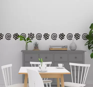 Tapetenbordüre Spiralen und Blumen - TenStickers