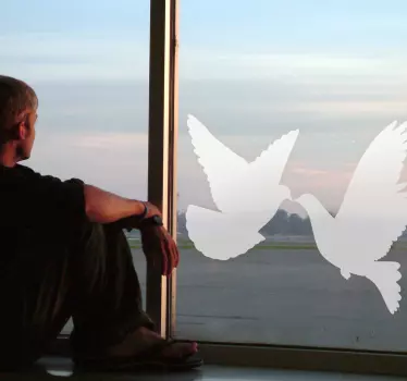 Fensteraufkleber Taubenpaar Silhouette - TenStickers