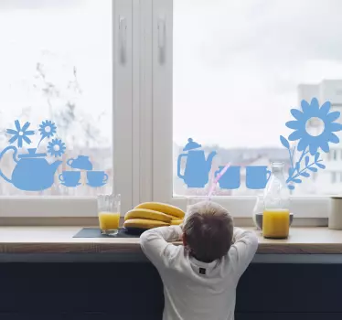 Fensteraufkleber Teekannen Set - TenStickers