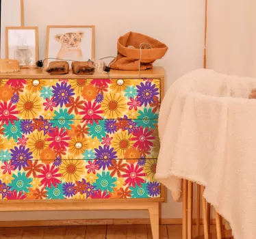 Textur Sticker buntes Blumenmuster - TenStickers