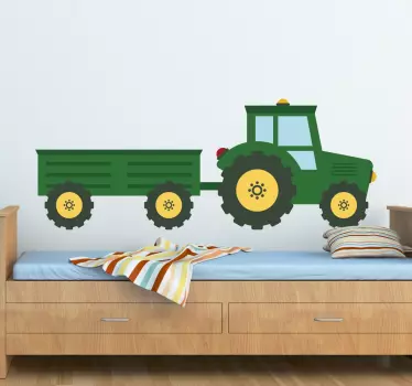 Wandtattoo Traktor mit Anhänger, Kinderzimmer - TenStickers