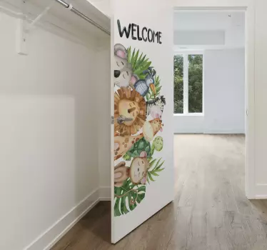 Türfolie selbstklebend Hereinschauende Dschungeltiere - TenStickers