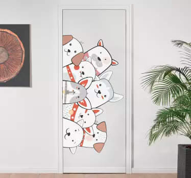 Türfolie selbstklebend niedlich herausschauende Hunde - TenStickers