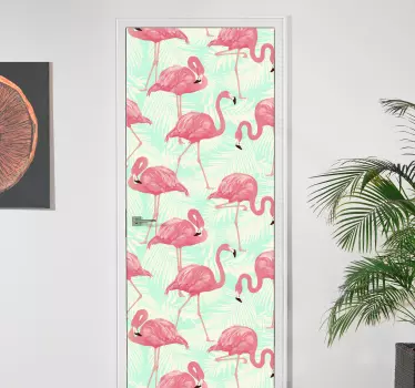 Wandtattoo Wohnzimmer Flamingo Muster - TenStickers