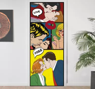 Origineller Türaufkleber Pop Art Paar Love - TenStickers