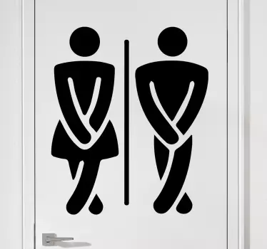 Türfolie Mann und frau in eile für wc - TenStickers