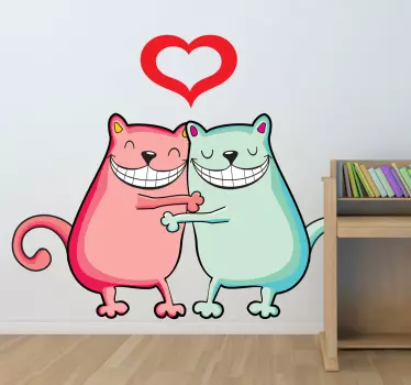 Umarmende Katzen Aufkleber - TenStickers