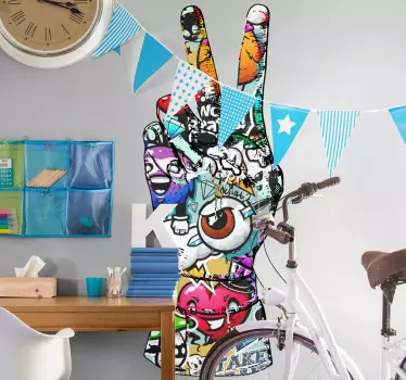 Wandtattoo Jugendzimmer Graffiti hand bunt - TenStickers