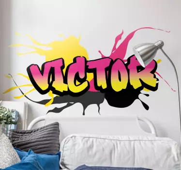 Urban Aufkleber Personalisierbare rosa und gelbe graffiti - TenStickers