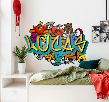 Wandtattoo Kinderzimmer Urban Graffiti mit Name - TenStickers