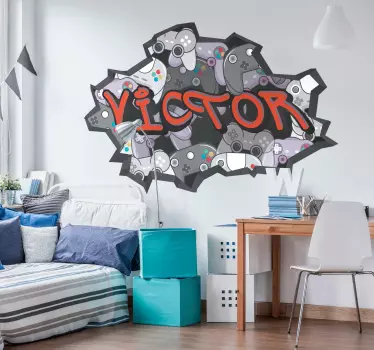 Urban Aufkleber Graffiti mit Kontrollern und Namen - TenStickers