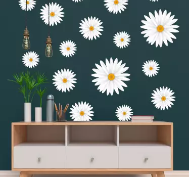 Viele Gänseblümchen Blume Wandaufkleber Set - TenStickers