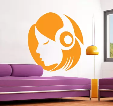 Wandtattoo Frau mit Kopfhörern - TenStickers