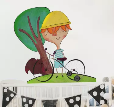Wandtattoo Junge mit Fahrrad - TenStickers