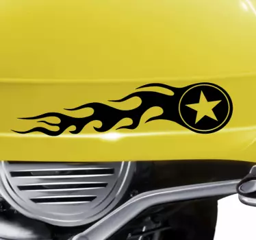 Aufkleber Motorrad Stern und Flammen - TenStickers