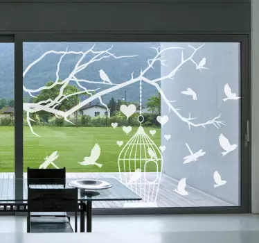 Fensteraufkleber Vögel im Käfig - TenStickers