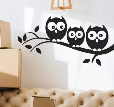 Wandtattoo Schlafzimmer Vogel Eulen auf dem Ast - TenStickers