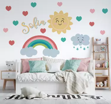 Wandtattoo Zeichnung fröhlicher sonnenaufgang - TenStickers