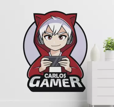Wandaufkleber Zeichnung Gamer anime boy - TenStickers