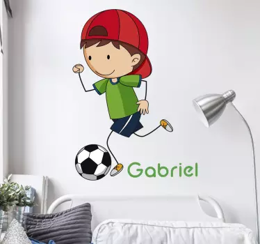Junge mit Ball Wandtattoo Fußball - TenStickers