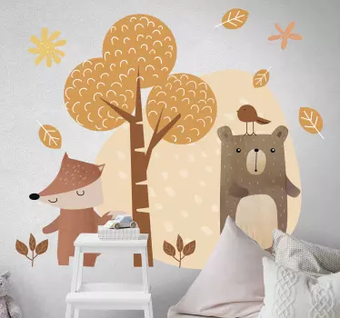 Wandtattoo Kinderzimmer herbstliche Waldtiere - TenStickers