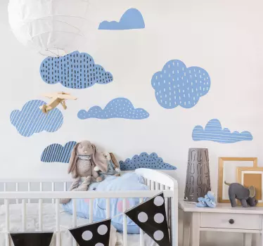 Pack von 8 Wandaufkleber Zeichnung Wolken mit Mustern - TenStickers