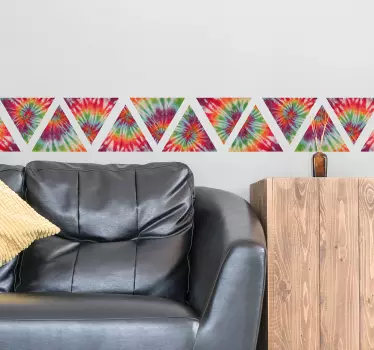 Wandtattoo Wohnzimmer Bunte Dreieck Ornament Wandbordüre - TenStickers