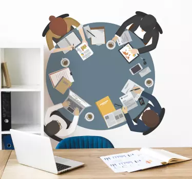 Wandsticker Büro Runder Tisch - TenStickers