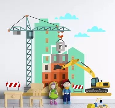 Wandstickers Kinderzimmer Bagger auf der baustelle - TenStickers