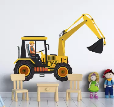 Wandstickers Kinderzimmer Bagger gelb schwarz - TenStickers