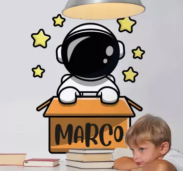 Wandstickers Kinderzimmer Niedliche astronauten-box-karikatur - TenStickers