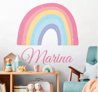 Wandstickers Kinderzimmer Süßer regenbogen und wolke in pastell - TenStickers