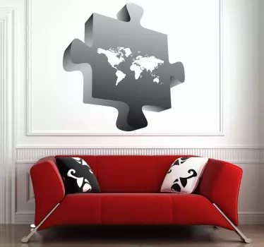 Wandtattoos Schlafzimmer - 3D Puzzle mit Weltkarte - TenStickers
