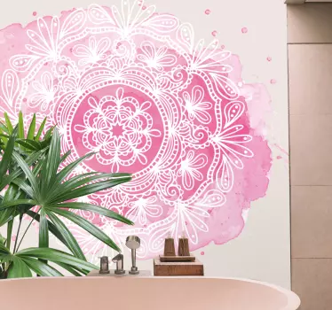 Wandtattoo Abstrakt Aquarell rosa blumen realistisches mandala - TenStickers