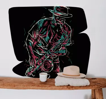 Wandtattoo Abstrakter jazz-saxophonspieler - TenStickers