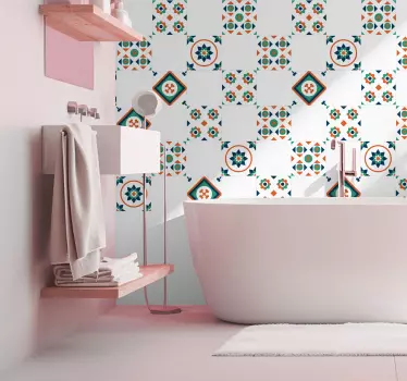 Wandtattoo Badezimmer geometrische Fliesen - TenStickers