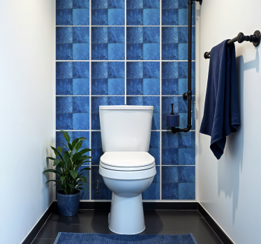Wandtattoo Badezimmer marineblaues quadratisches motiv - TenStickers