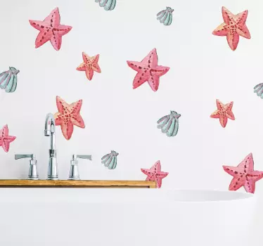 Wandtattoo maritim Badezimmer Seesterne Muscheln - TenStickers