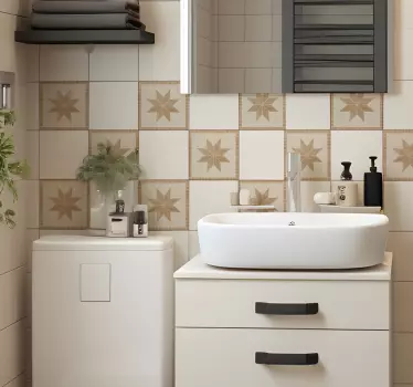 Wandtattoo Badezimmer mit braunen Sternfliesen - TenStickers