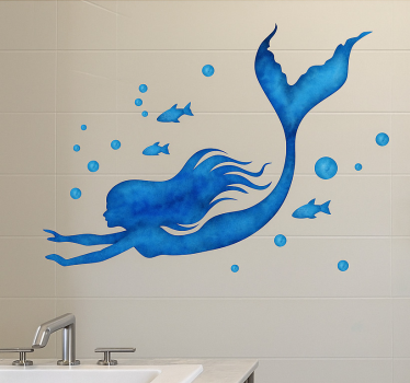 Wandtattoo badezimmer unterwasserfee verschwommen - TenStickers