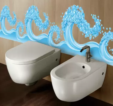 Wandtattoo Badezimmer maritim  blubbernde Wellen - TenStickers