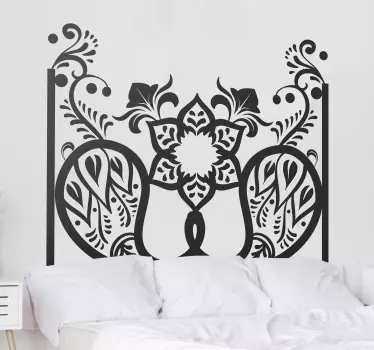 Wandtattoo bett aufwendiges botanisches motiv - TenStickers