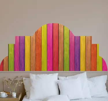 Wandtattoo Bett bunte holzplatte - TenStickers